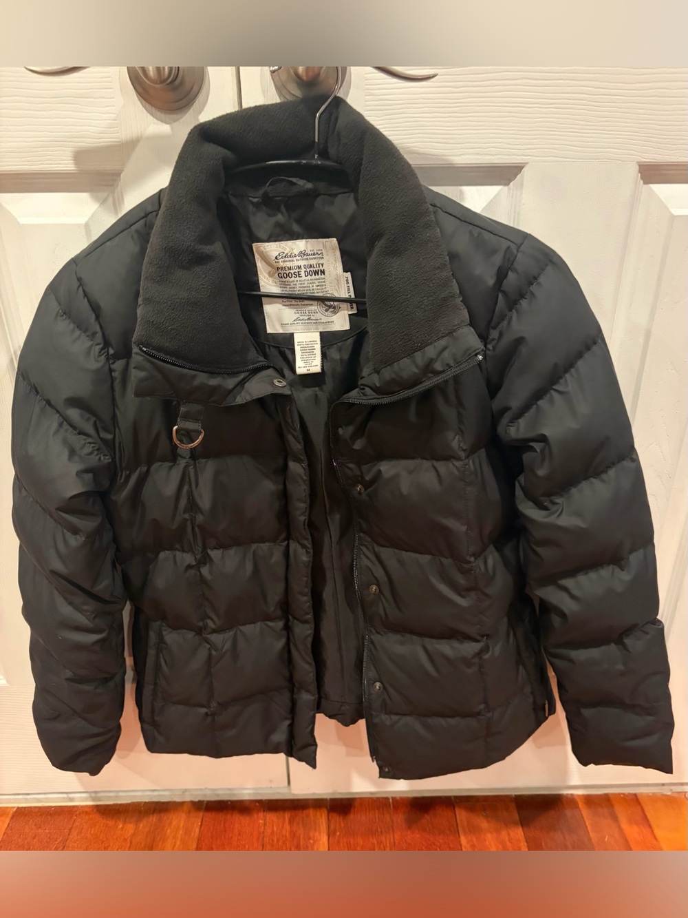 Eddie Bauer Premium Quality Black Goose Down Puffer Jacket Size M